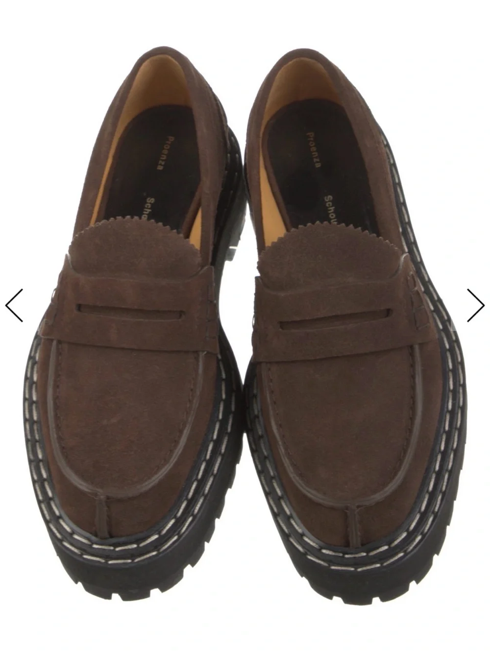 Proenza Schouler Chunky Brown Suede Penny Loafers